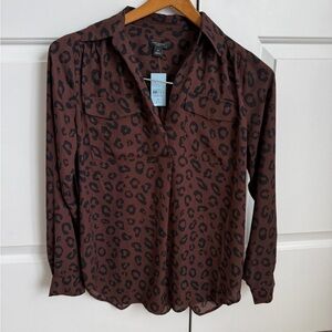 NWT Brown Leopard Print Women's Top